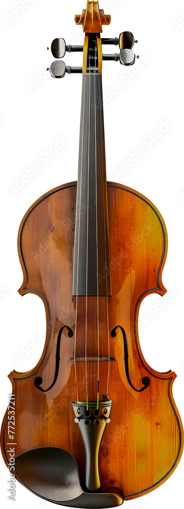 Fototapeta premium Classic violin with bow cut out on transparent background