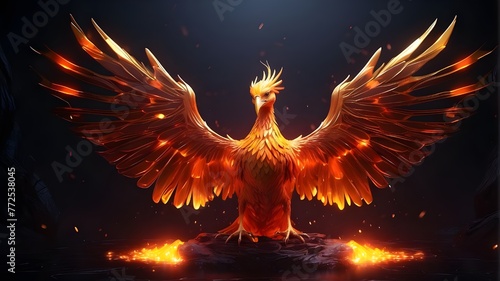 A computer-generated illustration of the Phoenix bird's rebirth idea