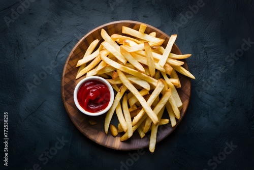 Classic french fries served with ketchup for a delightful snack