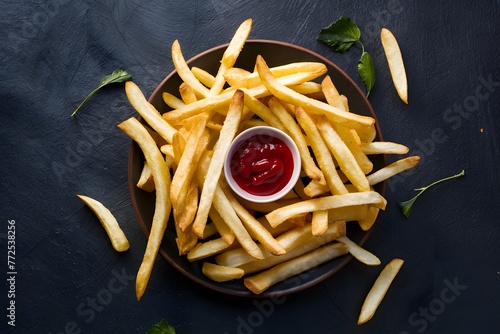 Classic french fries served with ketchup for a delightful snack