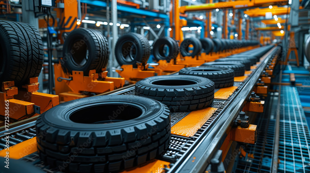 Fototapeta premium Production of car tires at the factory