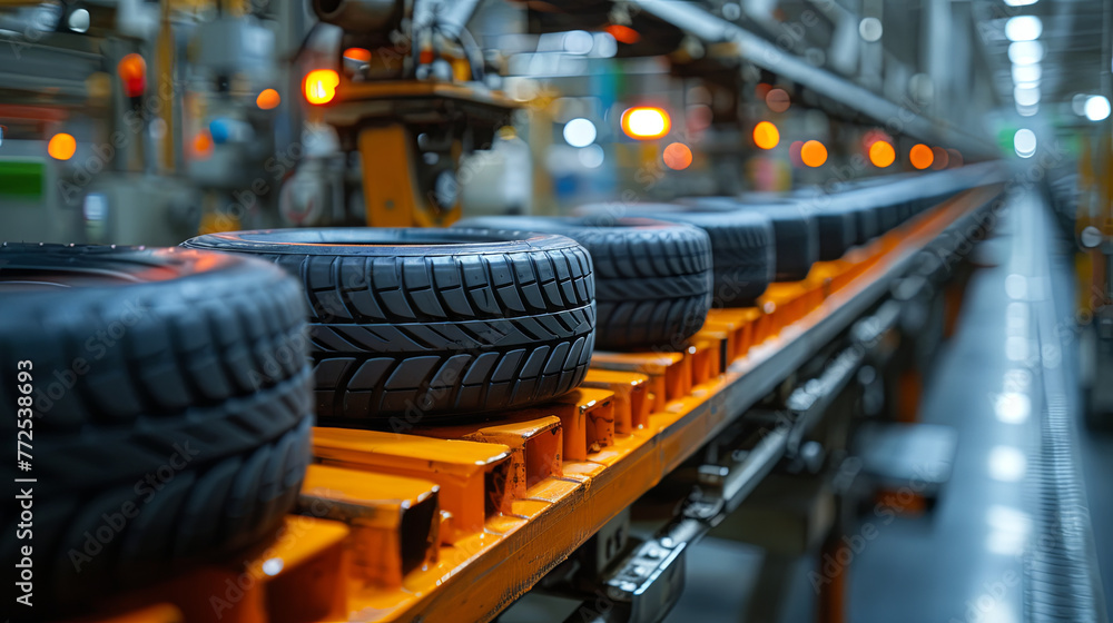 Naklejka premium Production of car tires at the factory
