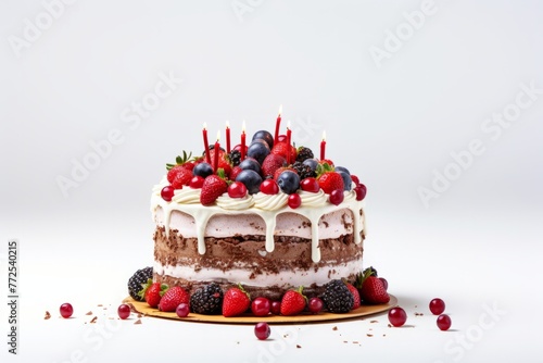 delicious birthday cake isolated on white background
