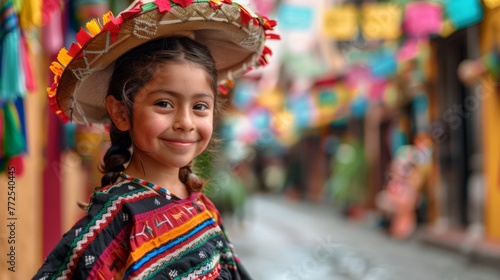 portrait of a mexican little girl celebrating cinco de mayo © JK2507
