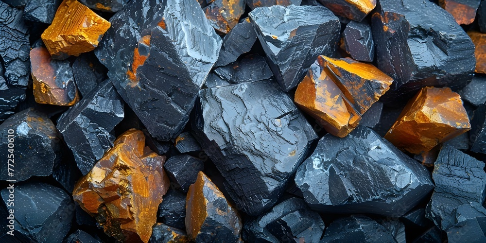 Closeup of minerals essential for electric vehicle battery lithium, cobalt, and nickel. Concept