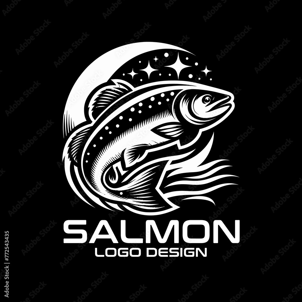 Salmon Vector Logo Design Salmon Vector Logo Design