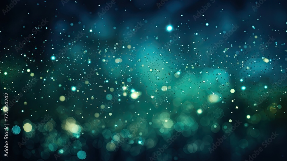 Fototapeta premium a blurry image of a green and blue background with small stars