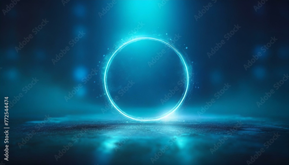 Minimalist Radiance: Abstract Light Blue Background Enhanced with Circular Neon Glow