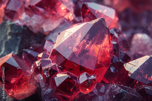 A collection of red crystals on a surface