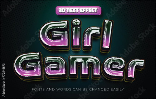 Girl gamer 3d editable text effect style