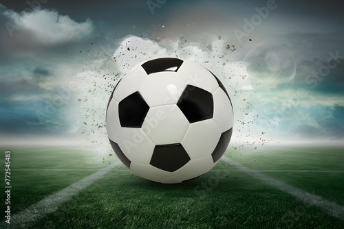 Photo Soccer ball depicted in a fantasy environment, evoking sport © Jawed Gfx