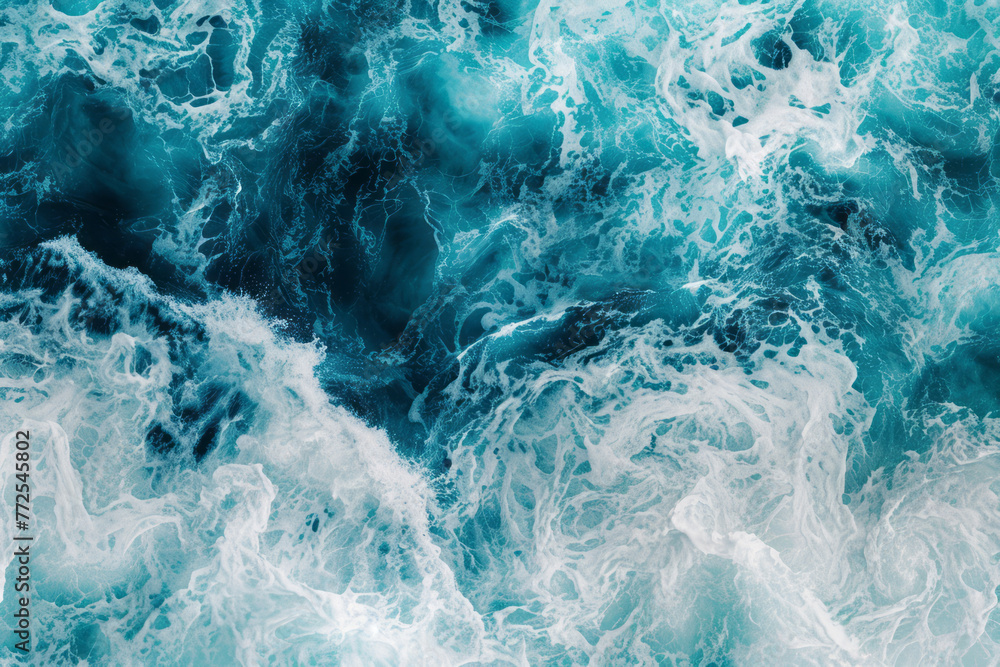 Large body of water with waves in shades of blue and white Large body of water with waves in shades of blue and white
