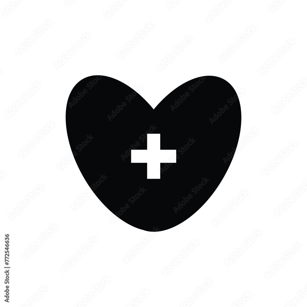 Hearth Medical icon vector design, medical logo silhouette style on white background Hearth Medical icon vector design, medical logo silhouette style on white background