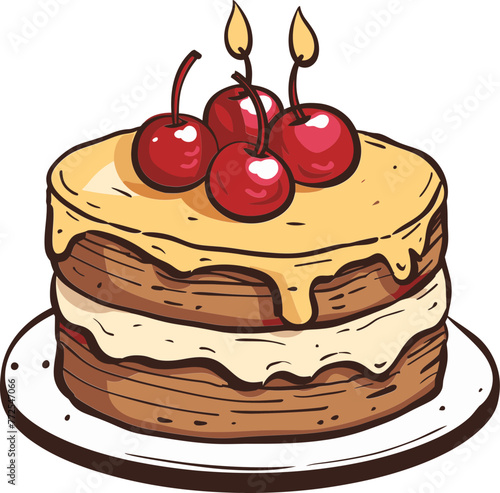 Charming Cake Vector Illustration Decorations for Kid's Parties