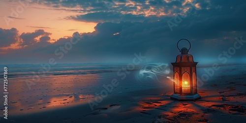 beach views with lanterns