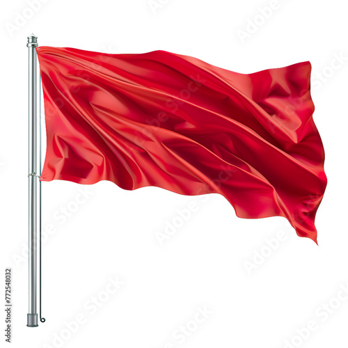 Isolated red flag with transparent background, png, no background