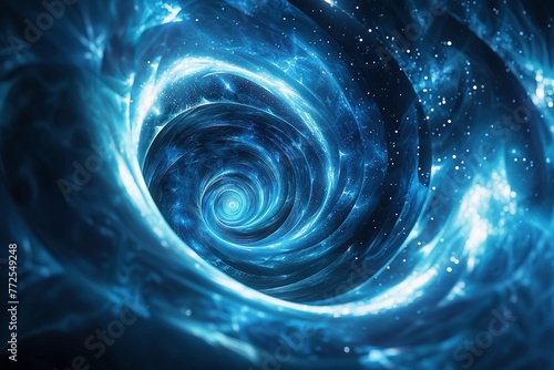 Swirling Universe: Three-dimensional, bright blue orbs with smooth curves intertwine, creating a mesmerizing vortex that evokes the vastness of the universe