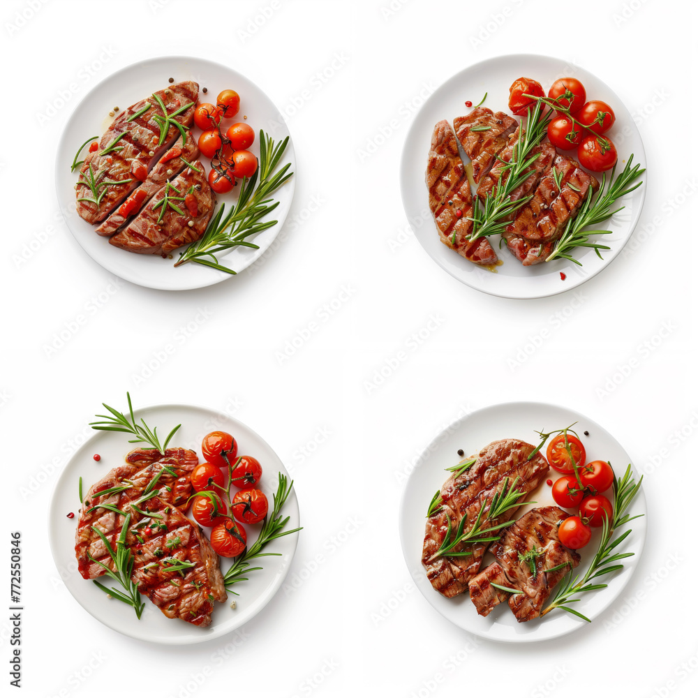 Turkish Kebab on a plate with a white background. Kebab and vegetables Turkish Kebab on a plate with a white background. Kebab and vegetables
