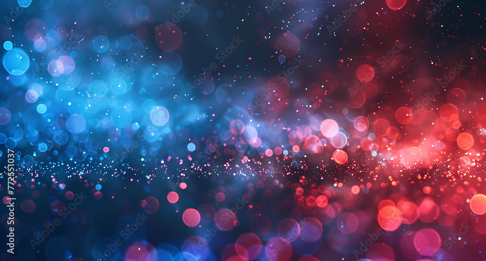 Red and blue glowing particles background - obrazy, fototapety, plakaty 