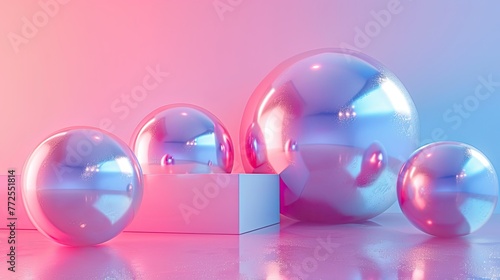 3d render gradient pastel background with floating circler backgrounds photo