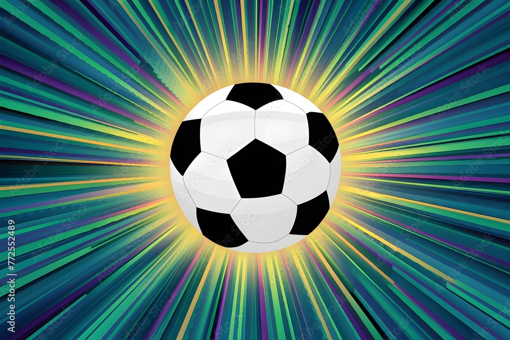Obraz premium Vibrant poster featuring a pulsating motion of a soccer ball
