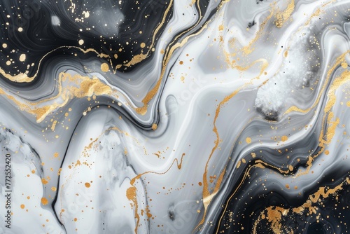 Luxurious marbled background texture with elegant gold veins and swirling patterns photo