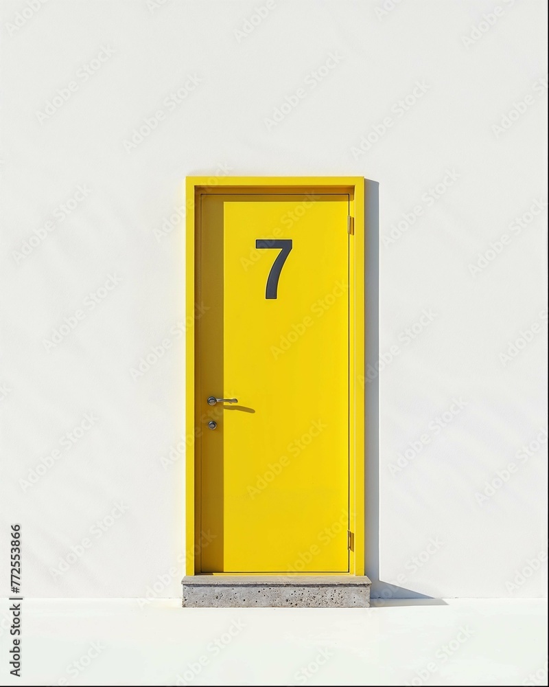 door with yellow wall 7 number