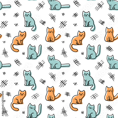 Pattern of cats, claw prints, scratches, vector illustration