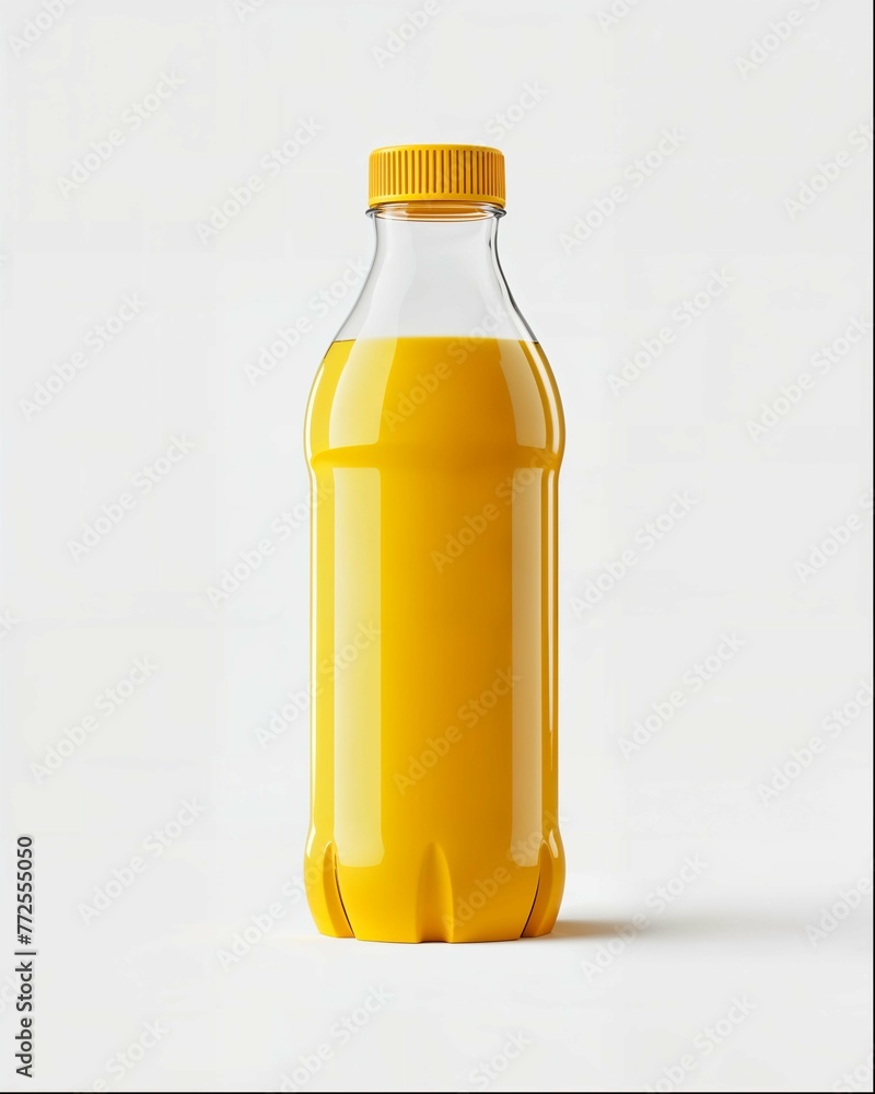 a mockup of yellow juice in glass bottle with transparent cap, white background, product photography, hyper realistic a mockup of yellow juice in glass bottle with transparent cap, white background, product photography, hyper realistic