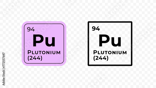 Plutonium, chemical element of the periodic table vector design