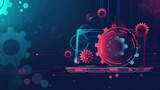 Laptop with gears. Colorful modern illustration