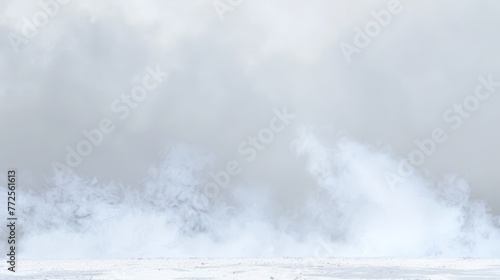 a man standing on top of a snow covered slope next to a fire hydrant with smoke coming out of it.
