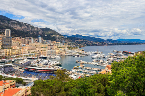 Panoramic view of Monte Carlo harbour in Monaco