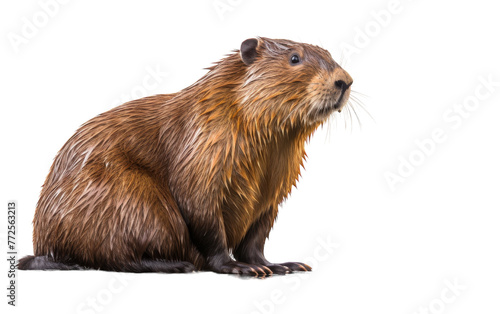 Close-up of a curious rodent exploring on a pristine white background