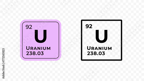 Uranium, chemical element of the periodic table vector design