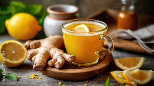 a cup of Turmeric Tea with lemon and ginger , Benefits for reduce Inflammation