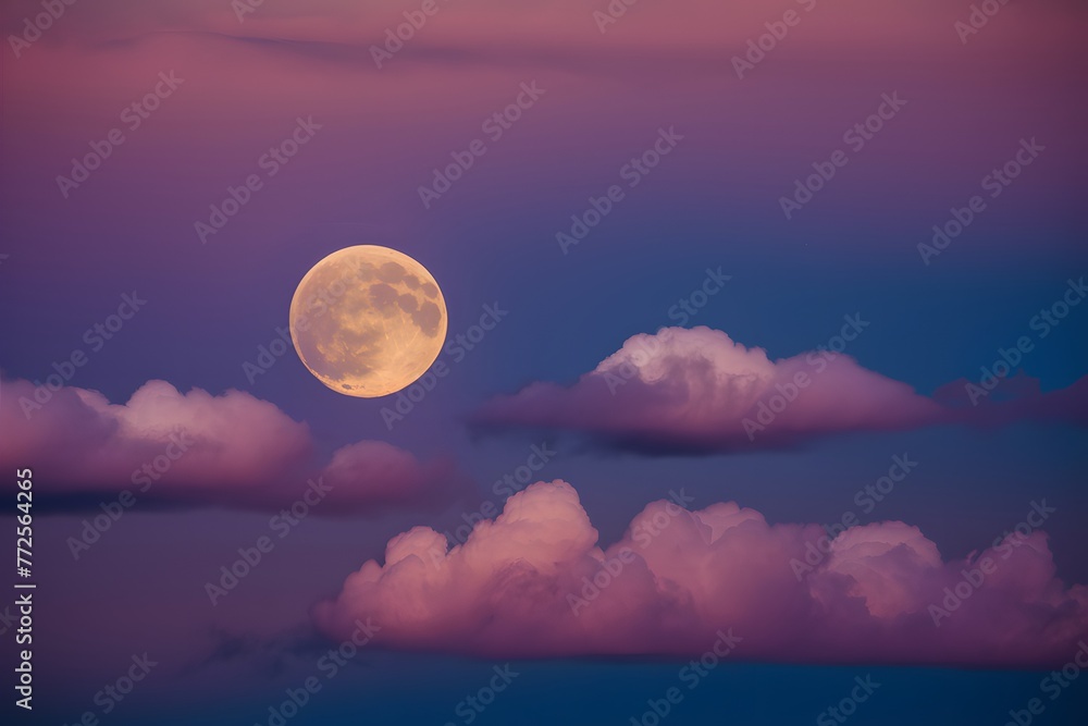 Capture Full moon casts an ethereal glow amidst drifting clouds