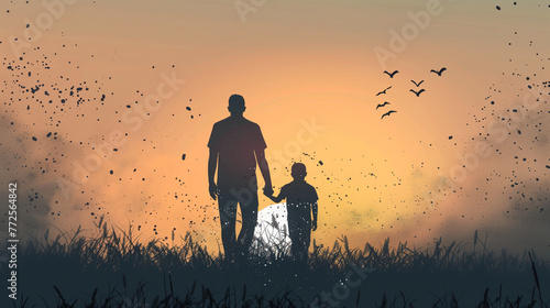 a father and son share a quiet walk