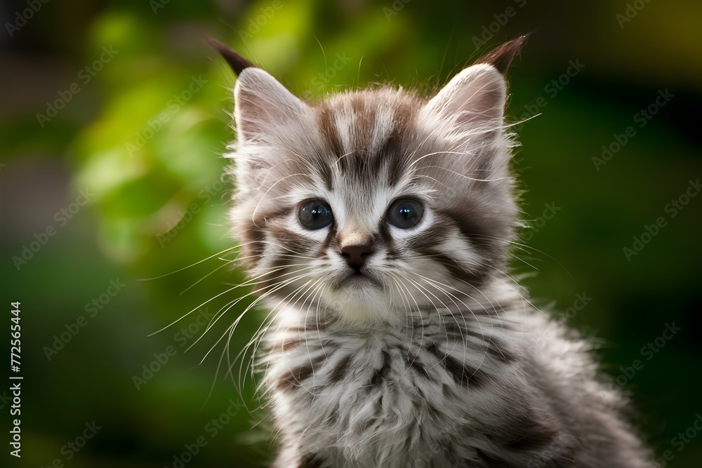Curious kitten gazes with blurred background Curious kitten gazes with blurred background