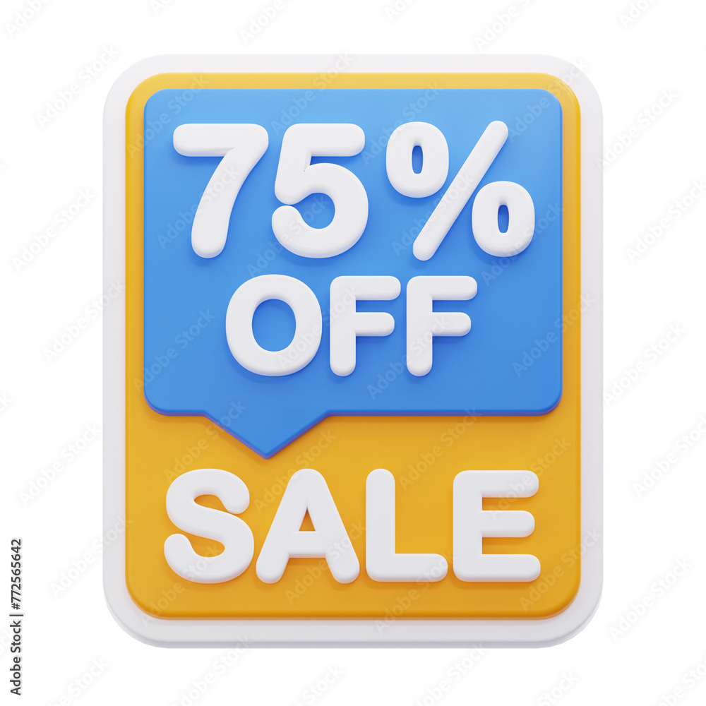 Obraz na plátně sale 75 percent 3d icon illustration