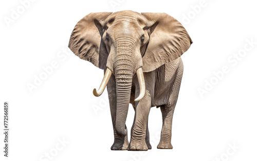 A majestic elephant stands tall against a pure white backdrop