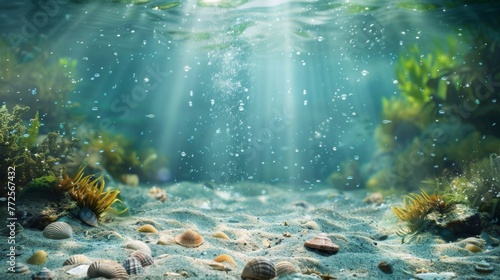 Sea bottom reef ocean underwater life. Background concept