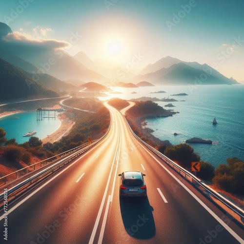 A car drives along the coastal roads of Europe in summer, offering a scenic view of the beachside highway. This picturesque journey captures the beauty of a summer vacation trip through Turkey.






 photo