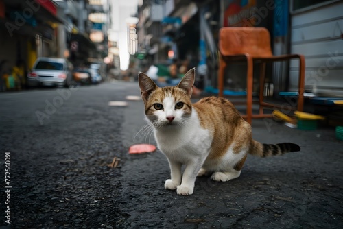 Free spirited cats roam streets independently  embodying urban resilience