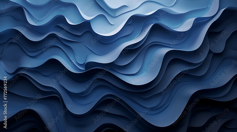 Abstract Banner Design with Dark Blue Paper Waves






