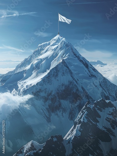 A symbolic representation of conquering financial milestones amidst the snowy peaks, illustrating the pursuit and achievement of financial goals.