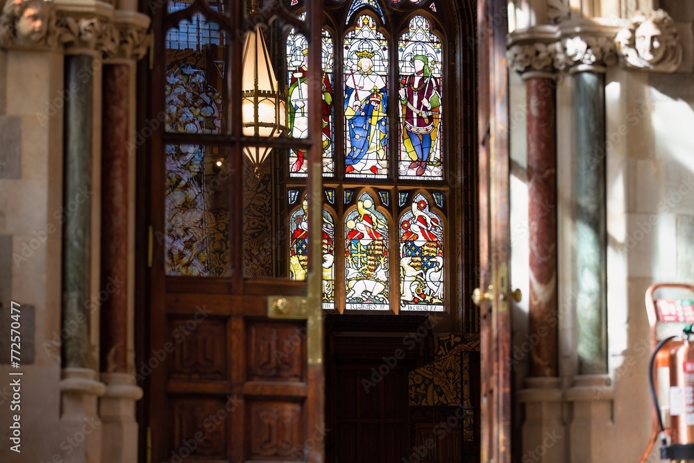 Obraz premium stained window in the town hall of rochdale