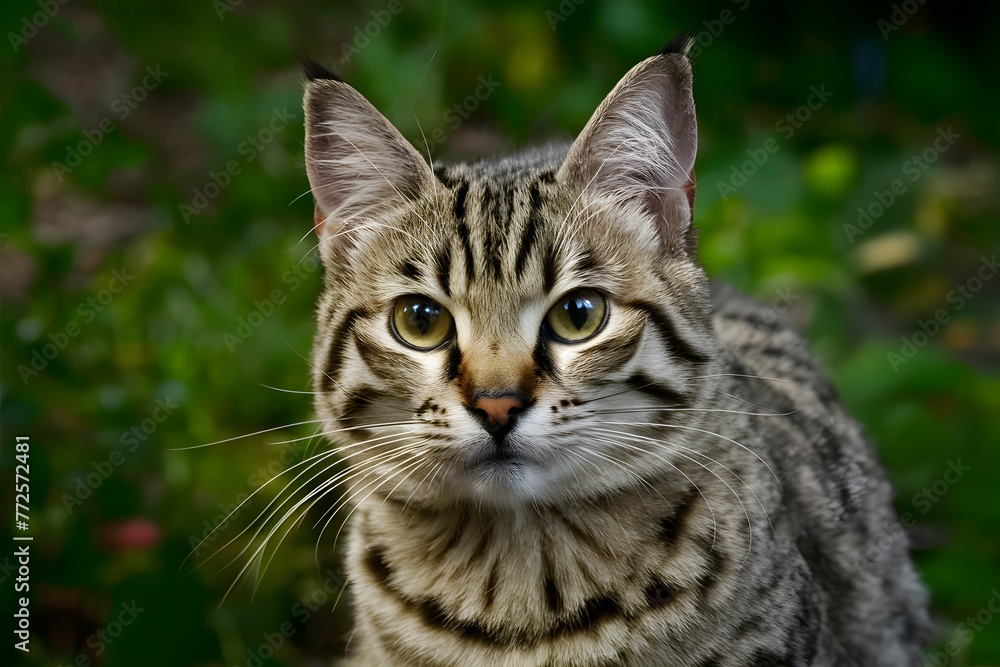 Photo Close up portrait captures undomesticated cats wild essence