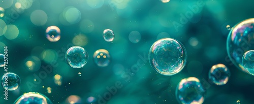 sparse bubbles in the water. banner or wallpaper that highlights cleanliness and freshness. generative AI