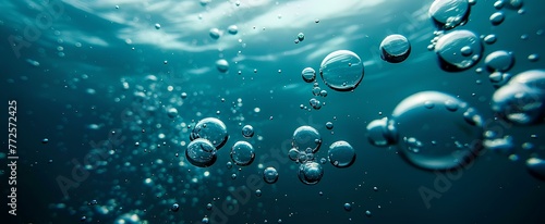 Wallpaper Mural sparse bubbles in the water. banner or wallpaper that highlights cleanliness and freshness. generative AI Torontodigital.ca